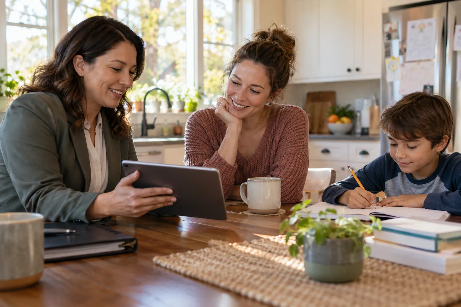 Provider explaining a mold inspection plan to a family in the San Diego area